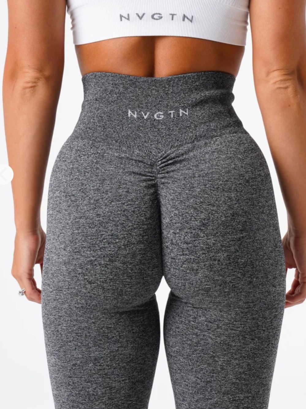NVGTN High-Waist Scrunch Leggings — Charcoal Gray
